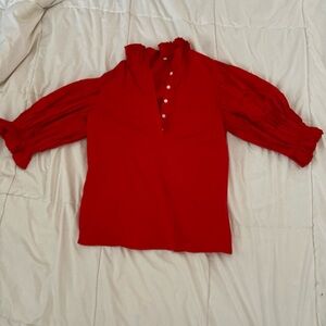Women’s large ruffled sleeves red shirt